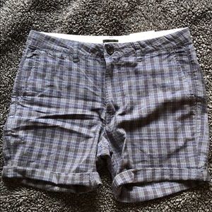 Navy Checkered Shorts &  Brown Espadrilles